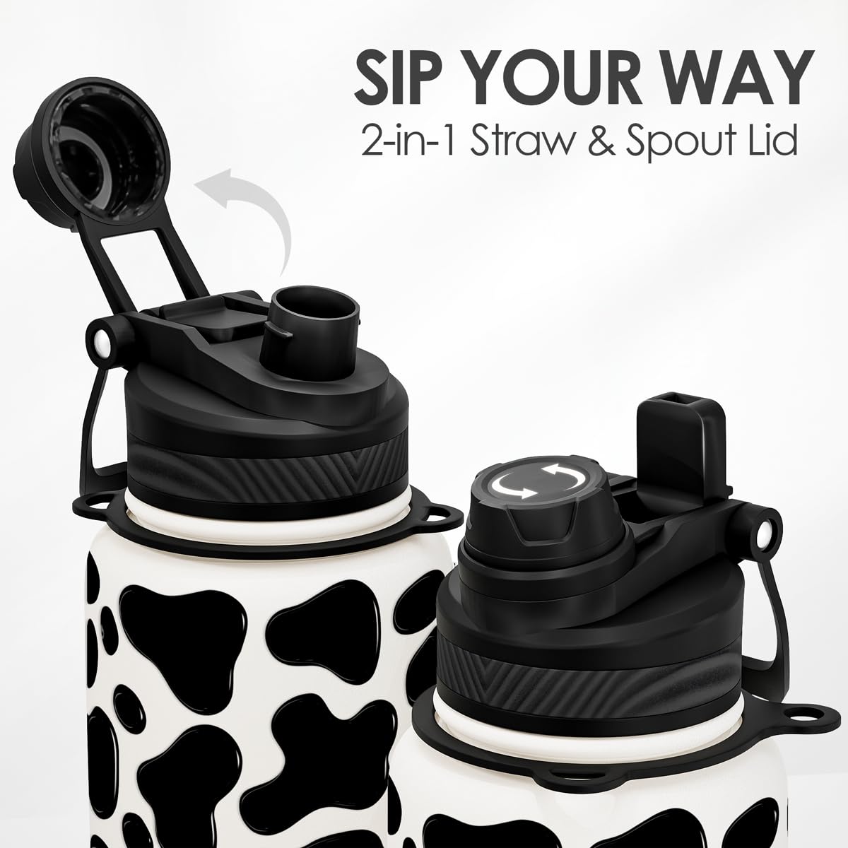 SANDJEST bottle with straw and spout lid for easy sipping during workouts.