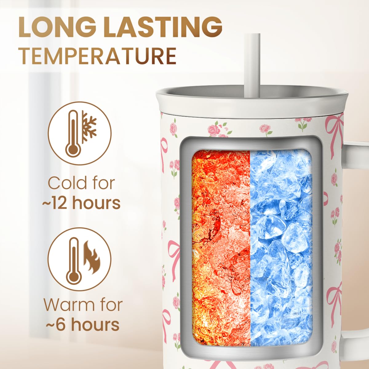 SANDJEST Bow Tumbler in use at desk demonstrates steady temperature maintenance