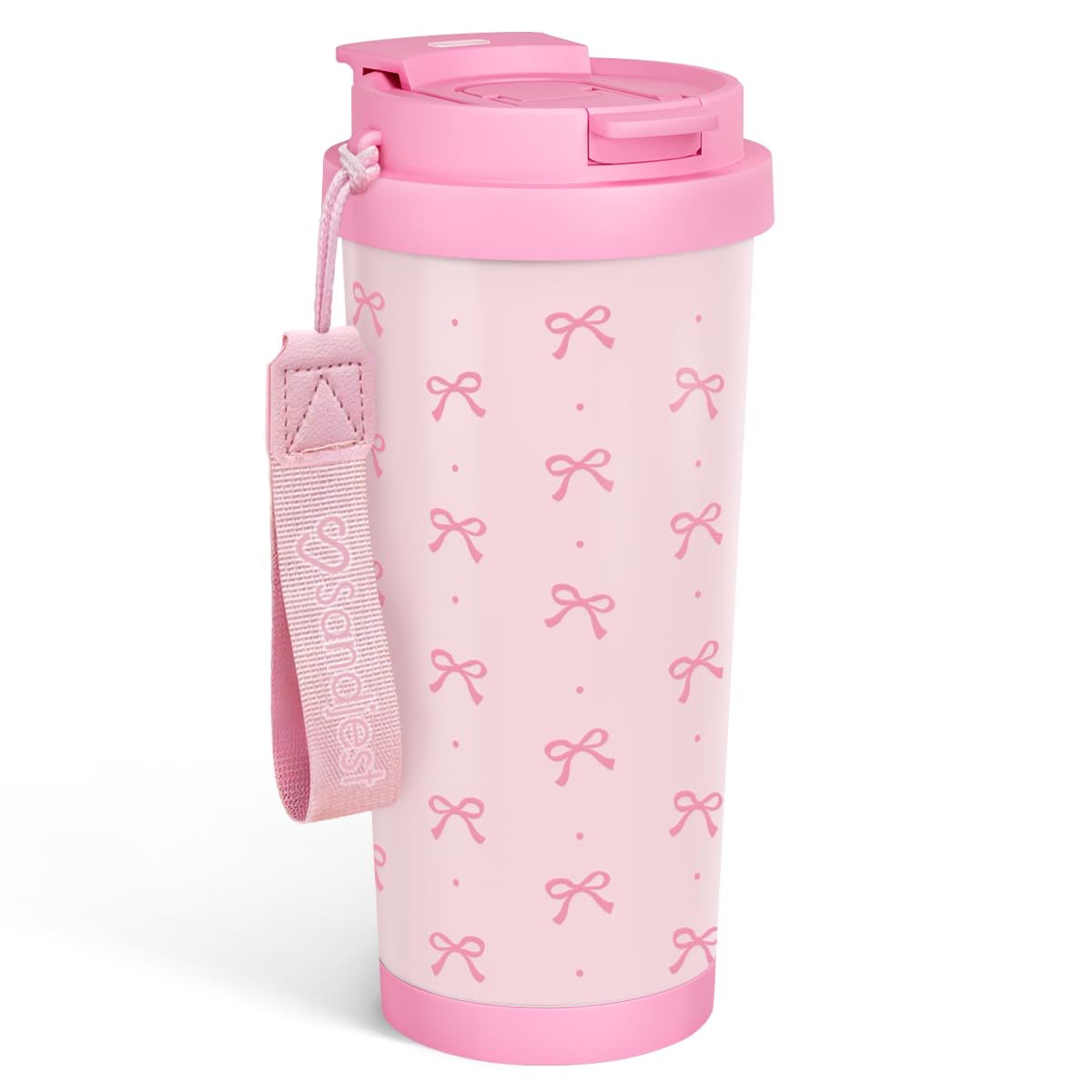 SANDJEST Bow Tumbler pink lid for easy on-the-go sipping