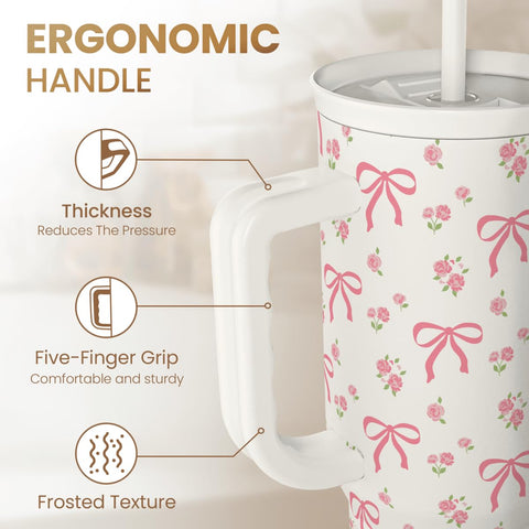 SANDJEST Bow Tumbler slider lid close-up shows spill-safe sipping