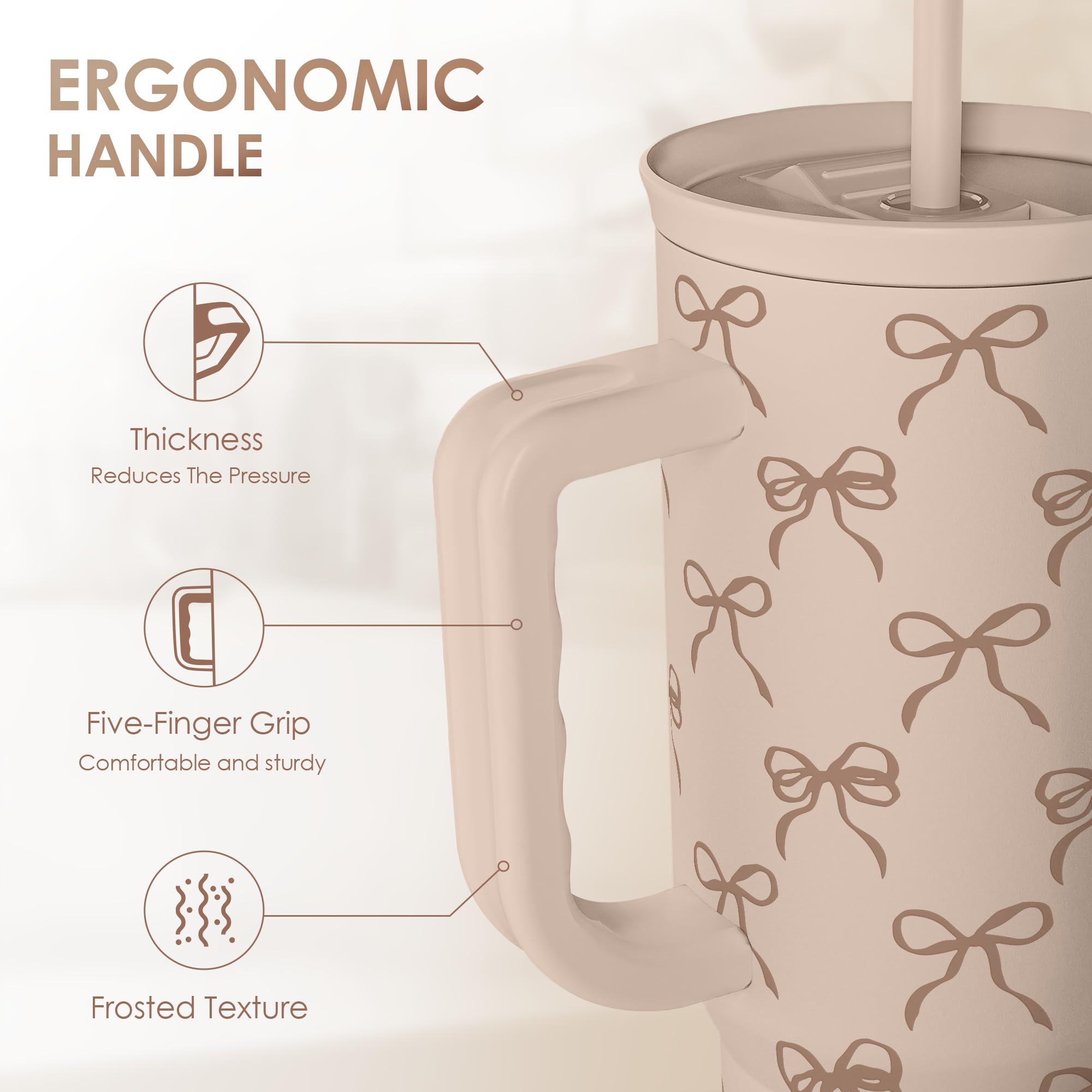 SANDJEST Bow tumbler with slider lid designed for spill-resistant sipping