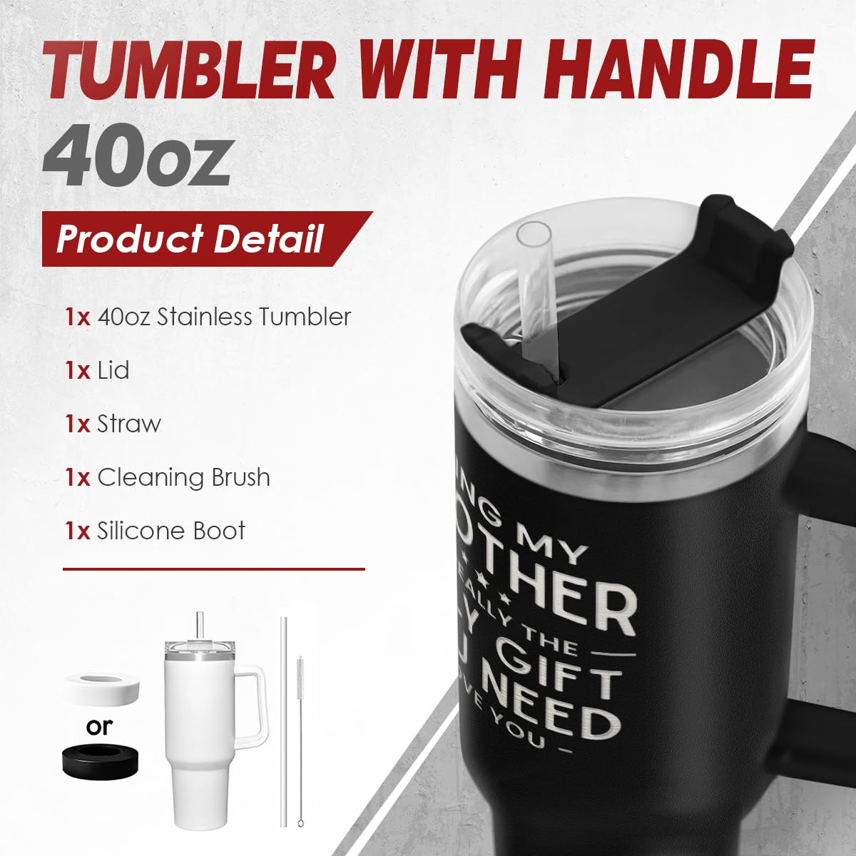 SANDJEST 40oz tumbler with handle for easy carrying