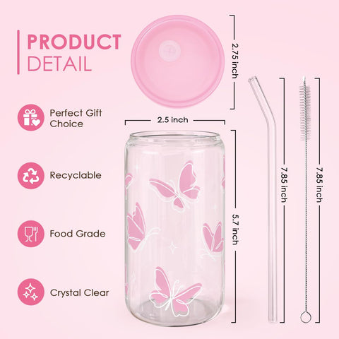 SANDJEST Butterfly acrylic lid and straw keep beverages sealed and stylish.