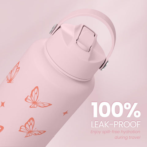 SandJest butterfly bottle fits backpack and cup holder with ease.
