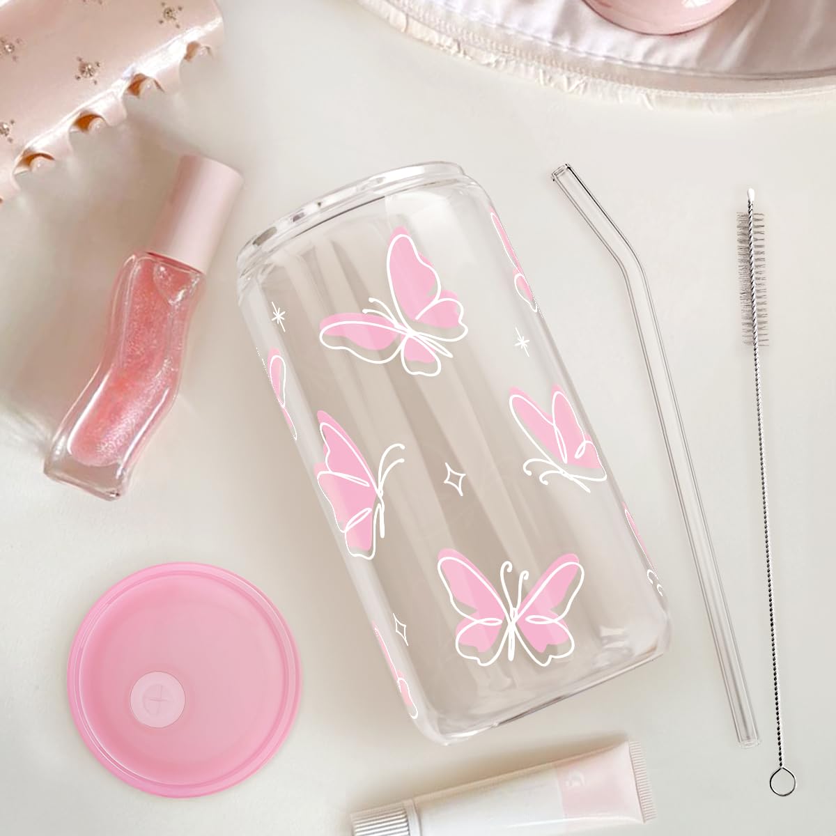 SANDJEST Butterfly versatile for smoothies, water, or iced tea.