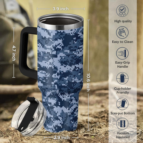 SANDJEST Camouflage 40oz tumbler with straw lid ideal for outdoor adventures