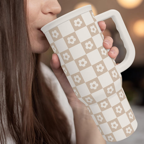 SANDJEST Checker Tumbler gift-ready design suitable for birthdays.