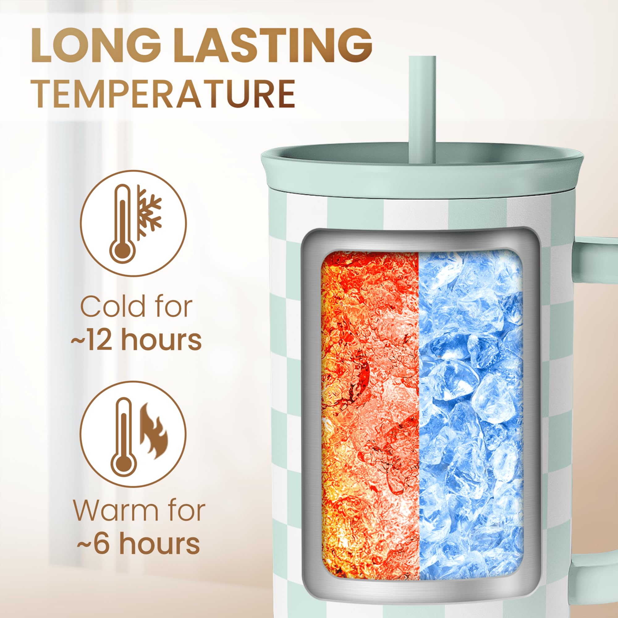 SANDJEST tumbler with straw provides convenient sipping on commutes and workouts.