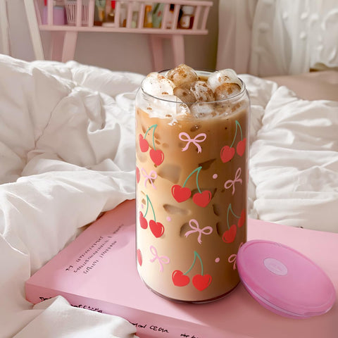 SANDJEST Cherry glass cup with detachable parts supports thorough hand washing