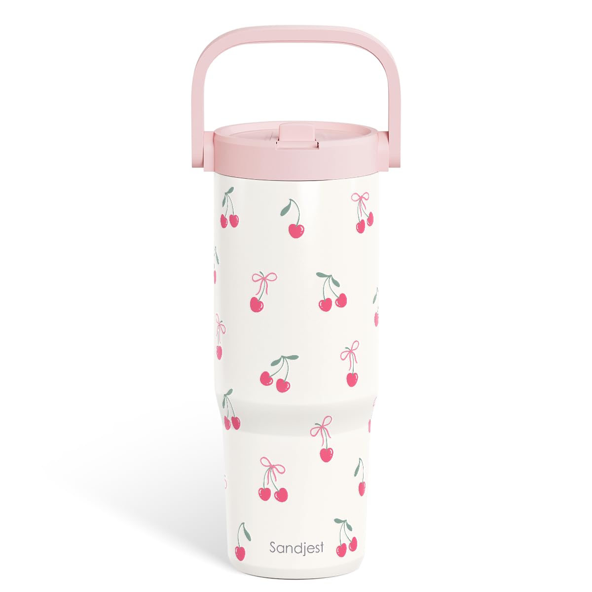 SANDJEST Cherry stainless steel tumbler with 30oz capacity for all day hydration
