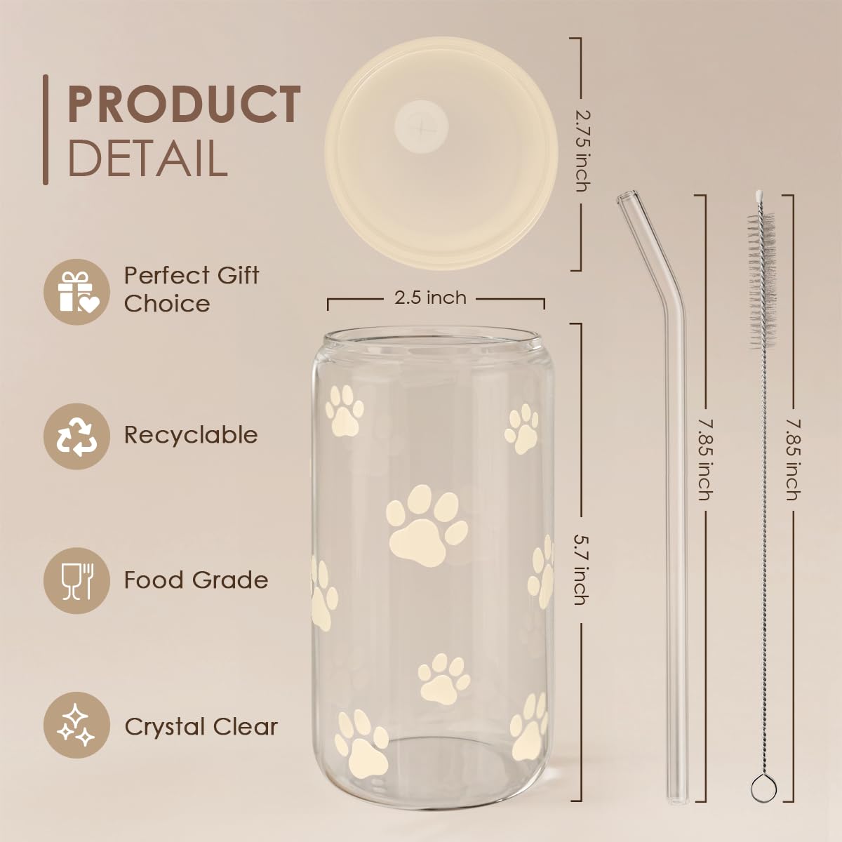 Sandjest clear glass body showcases drinks and keeps beverages visible