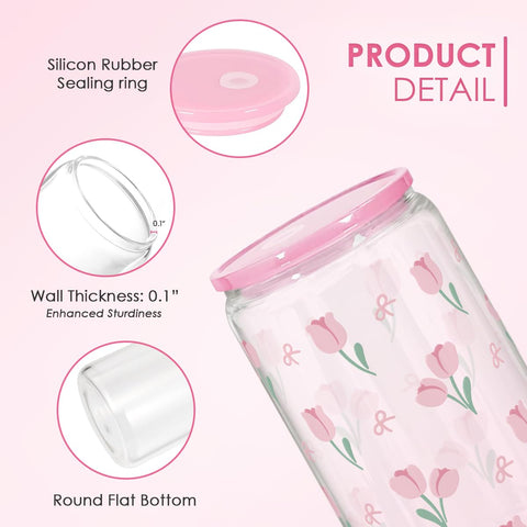 SANDJEST clear tulip-design glass cup highlights beverage color beautifully.