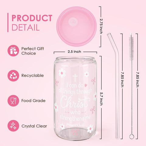SANDJEST glass cup with lid supports spill-free sipping during daily activities.