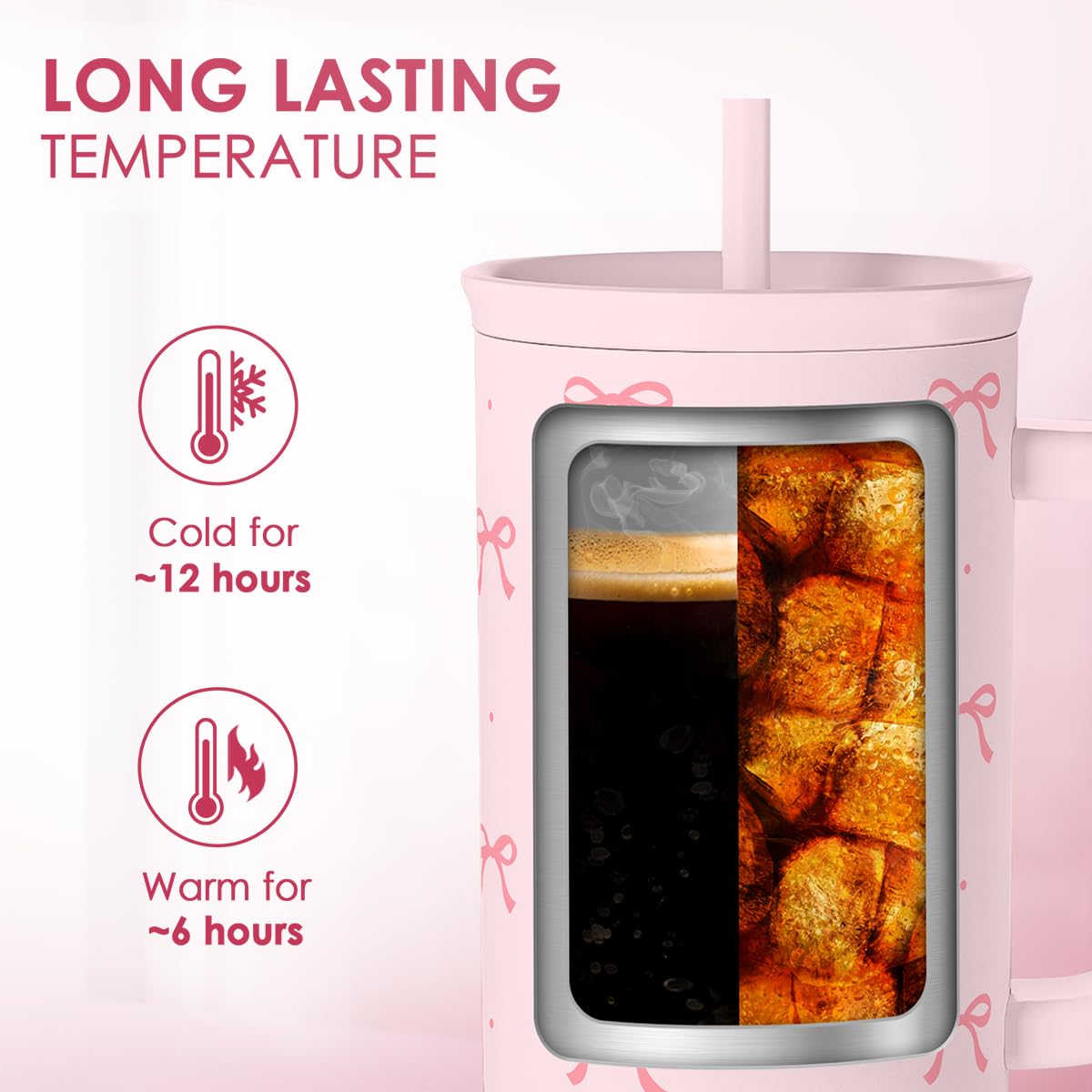 SANDJEST Coquette Bow double-wall insulation keeps hot or cold longer