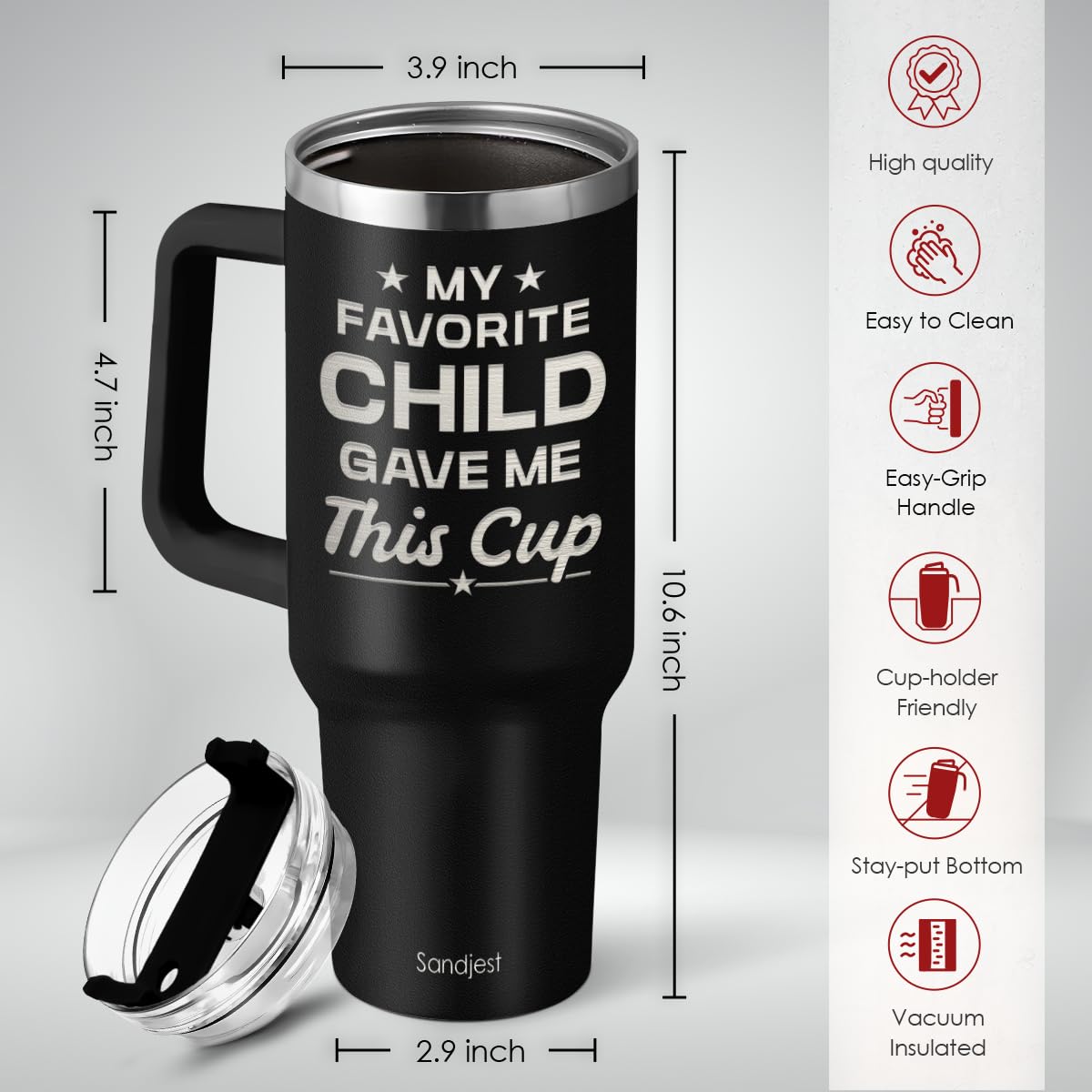 SANDJEST stainless steel body adds durability for daily use.