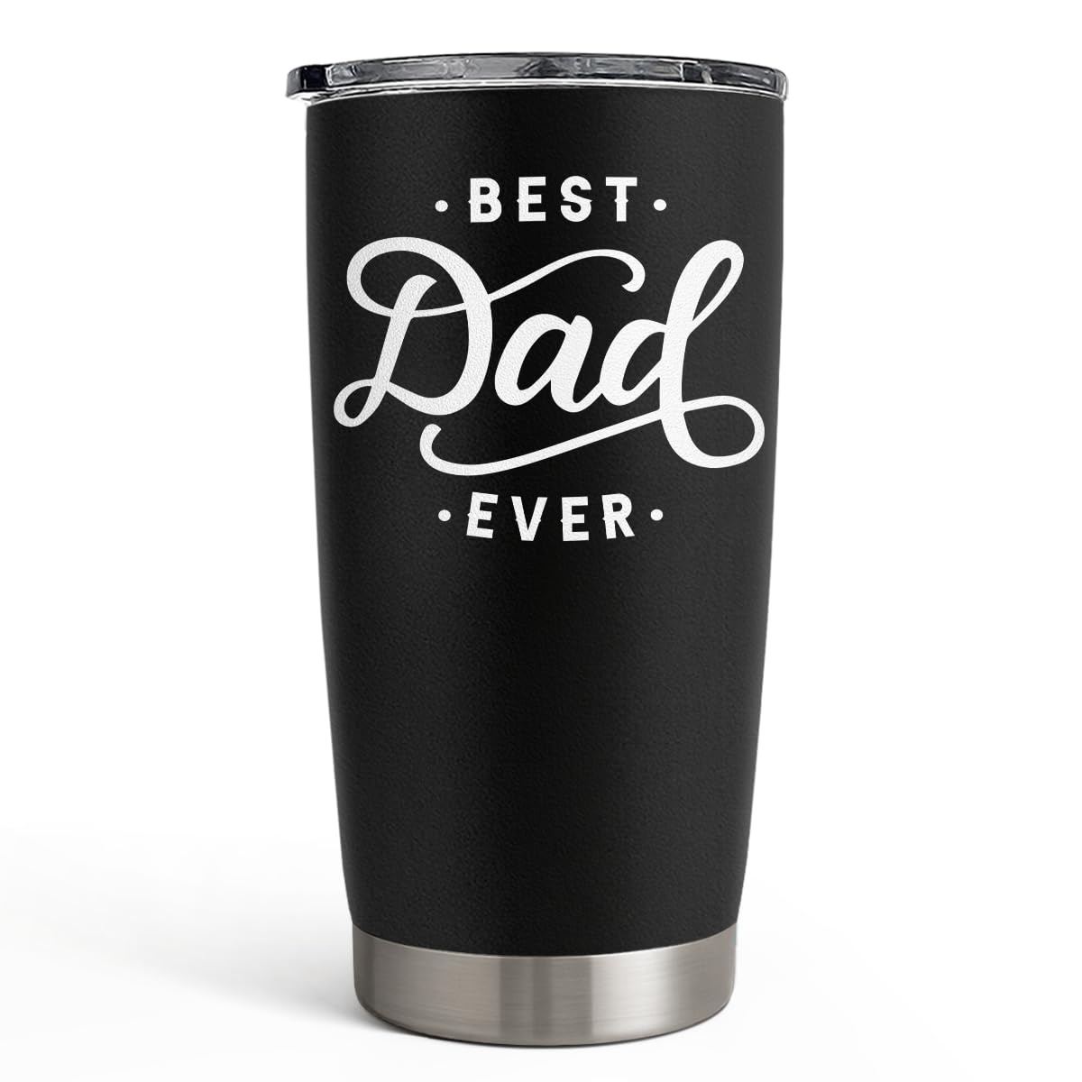 SANDJEST Dad Tumbler 20oz front view shows sleek stainless steel for a comfortable grip