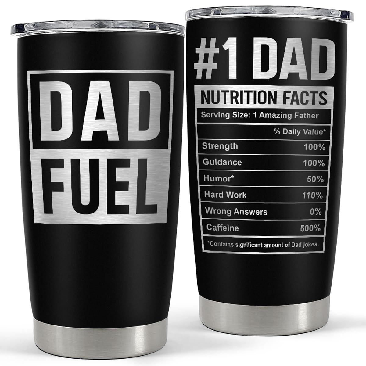 SANDJEST Dad Tumbler 20oz on-the-go keeps coffee warm during adventures.