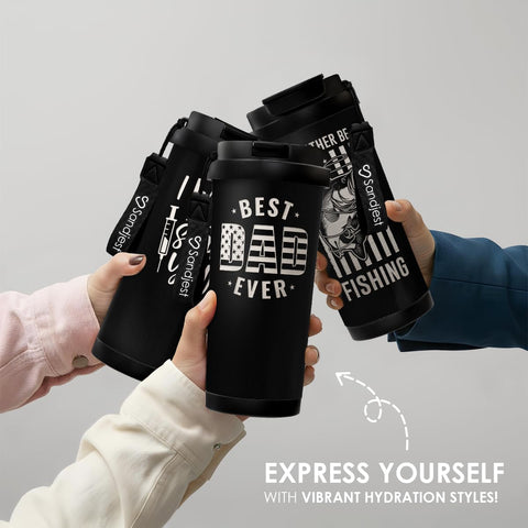 SANDJEST Dad Tumbler ideal for daily commutes and workouts.