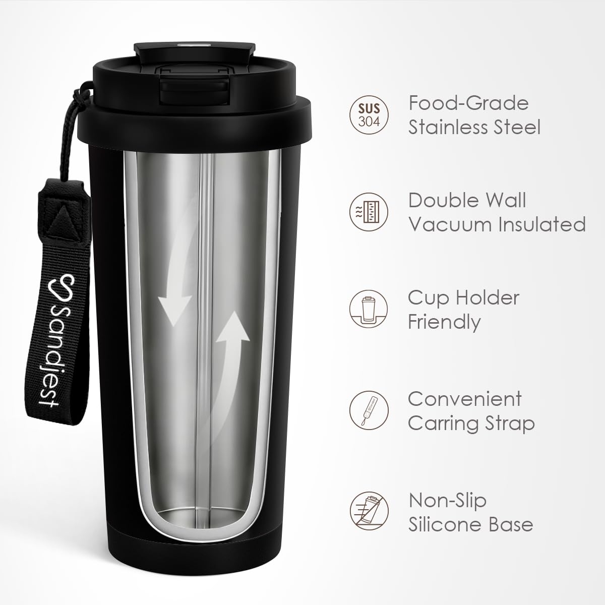 SANDJEST Dad Tumbler stainless steel body with durable finish for daily use.