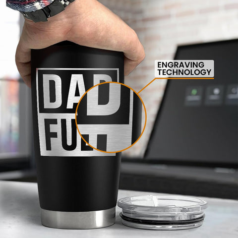 SANDJEST Dad Tumbler stainless steel body preserves temperature longer.