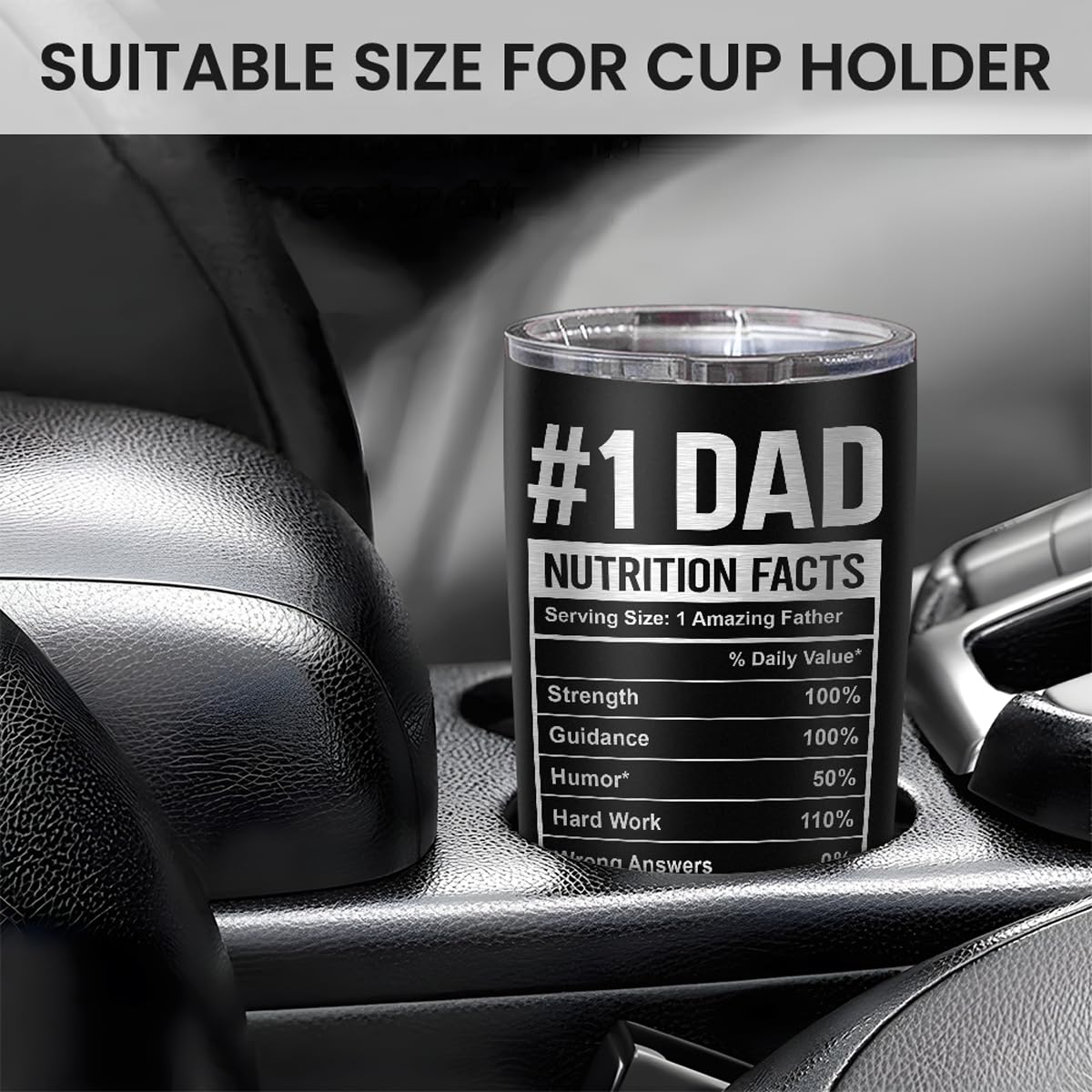 SANDJEST Dad Tumbler compact and travel-ready for gym, commute, or camping.