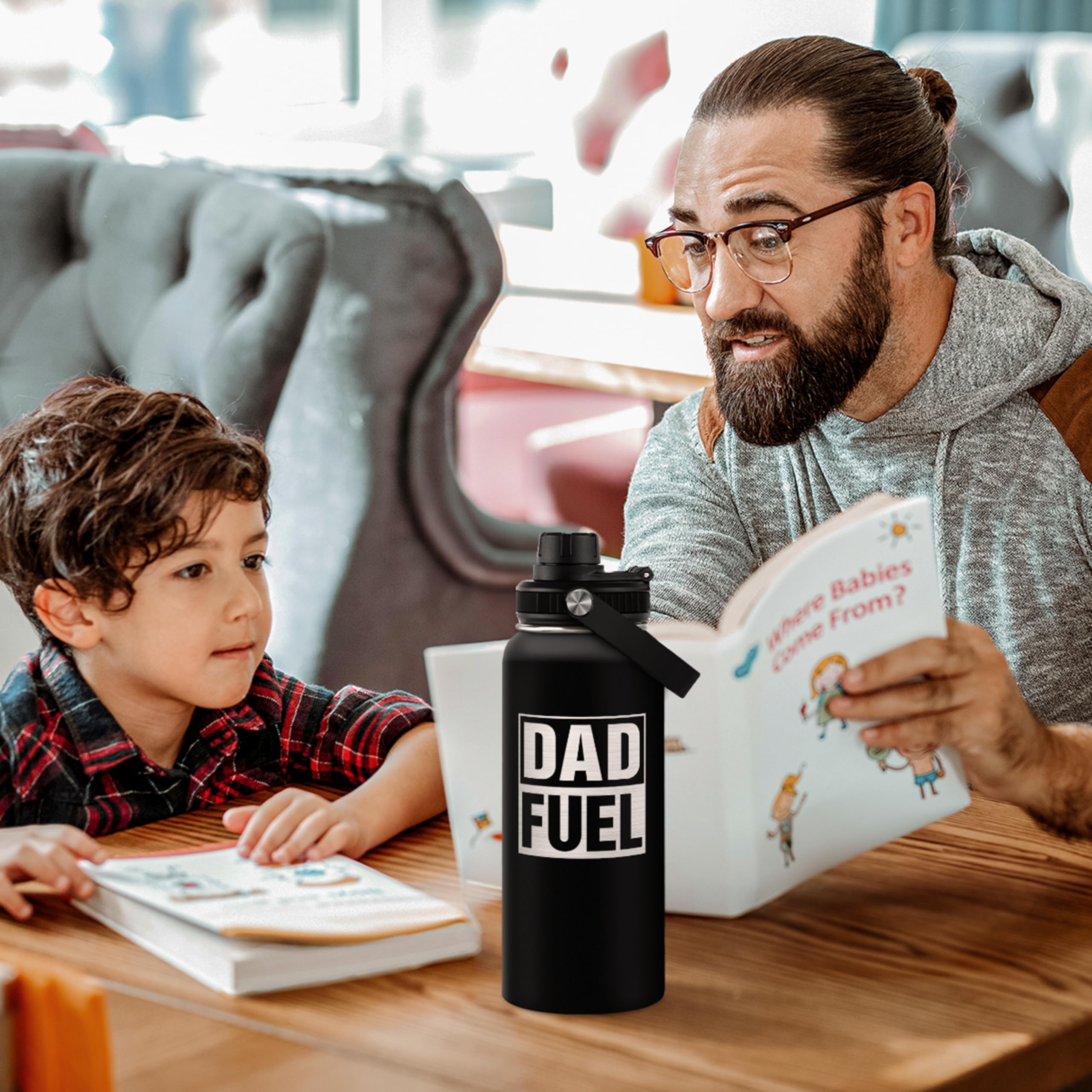 SANDJEST Dad Water Bottle 32oz ergonomic grip for comfortable handling during workouts