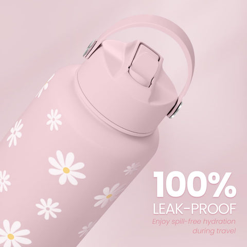 SANDJEST Daisy bottle fits backpacks and cup holders for easy on-the-go hydration