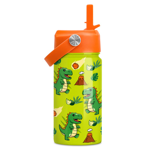 SANDJEST Dinosaur water bottle with straw lid for easy hydration at school