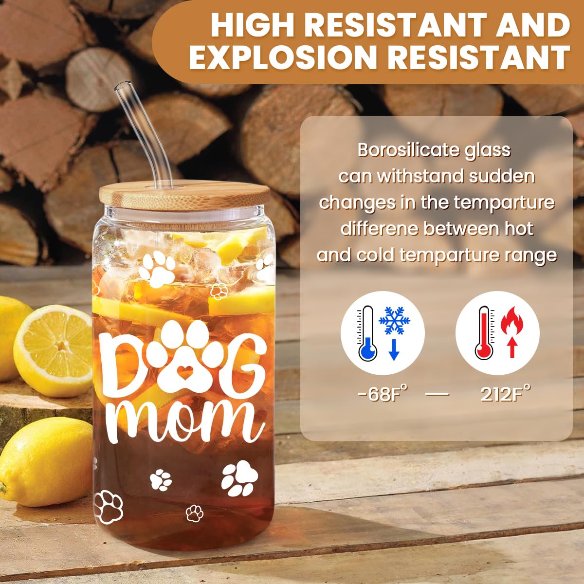 Elegant 16oz glass mug from SANDJEST designed for everyday beverages at home.