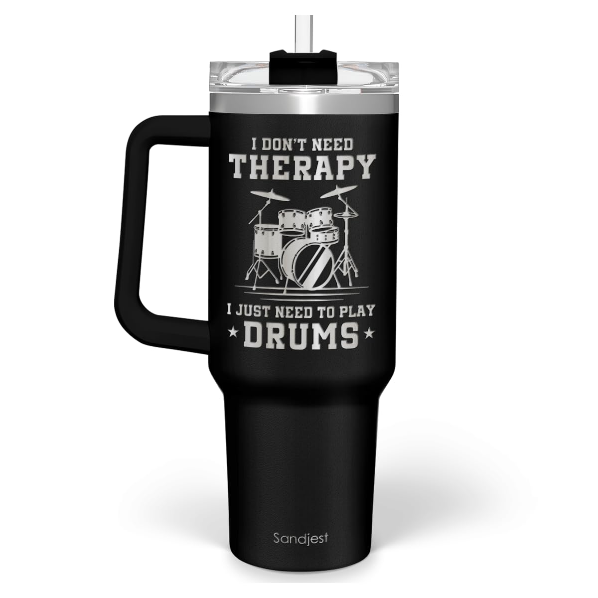 SANDJEST drummer gifts 40oz tumbler with handle for easy grip on the go