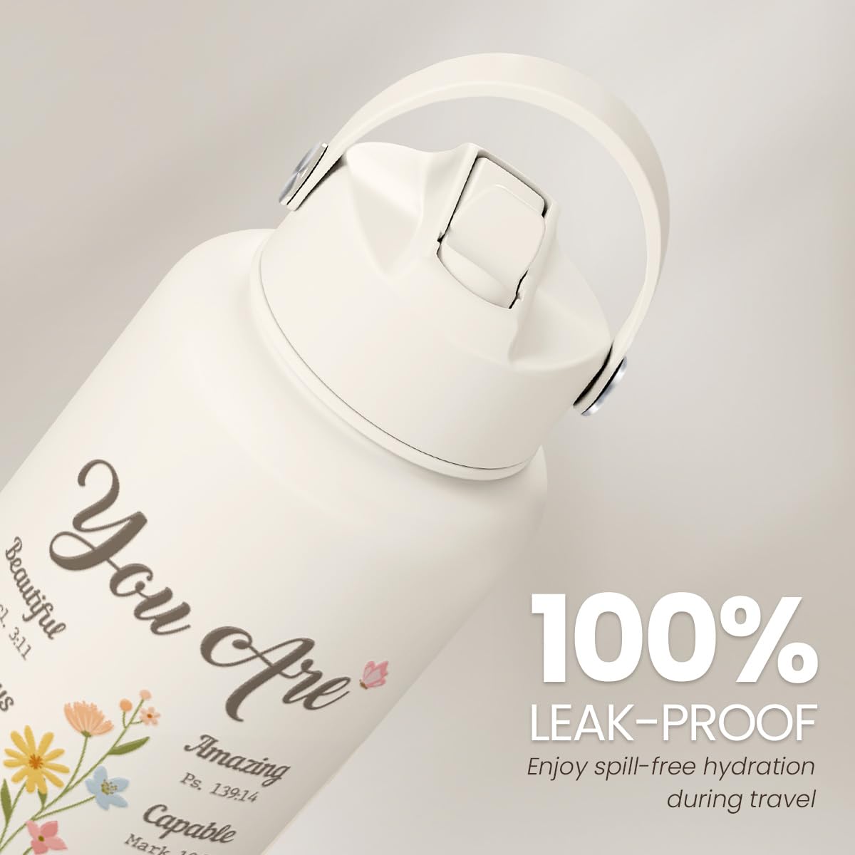 SANDJEST ergonomic bottle fits backpacks, cup holders, and bike racks.