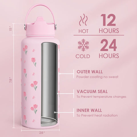SANDJEST Floral 32oz bottle design options add flair to active routines.