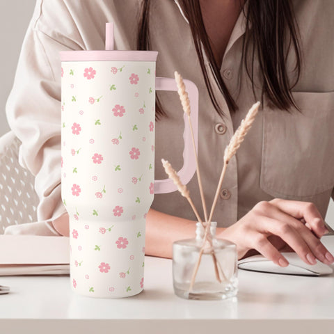 SANDJEST floral 40oz tumbler ready for gift-giving and celebrations.