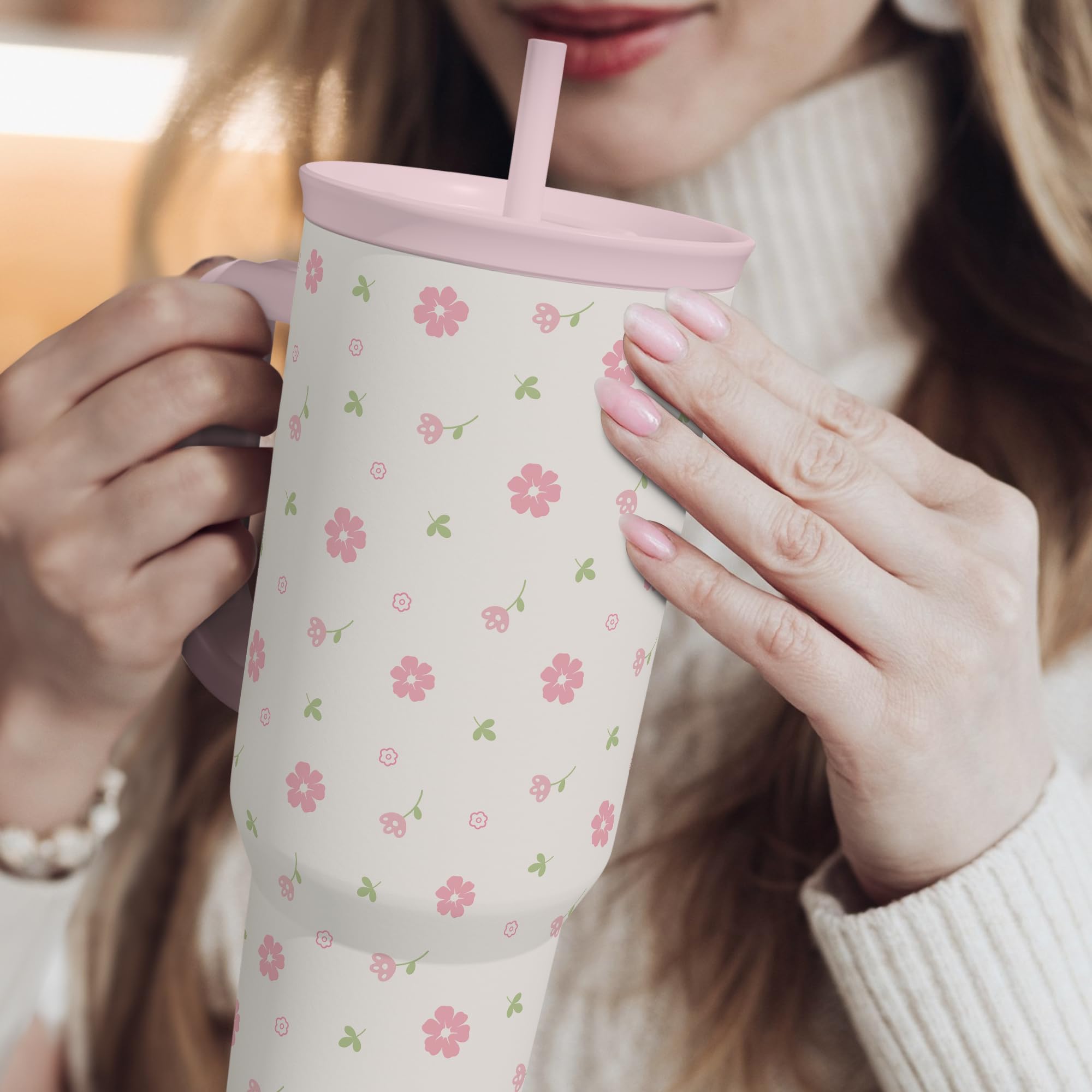 SANDJEST 40oz tumbler is easy to clean with hand wash recommended.