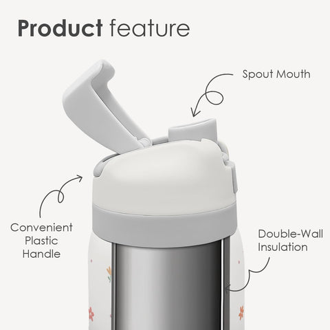 SANDJEST floral insulated bottle lid-click for quick, spill-free sips