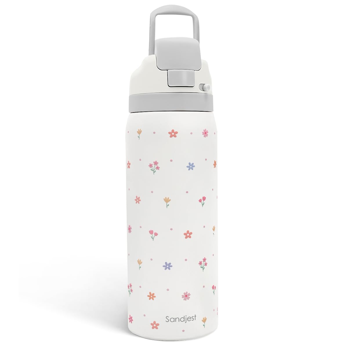 SANDJEST floral insulated bottle pour for on-the-go hydration and workouts