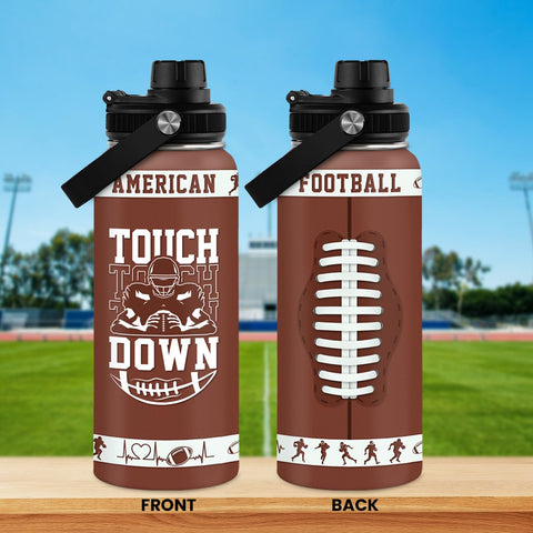 SANDJEST football-design water bottle appeals to players and fans.