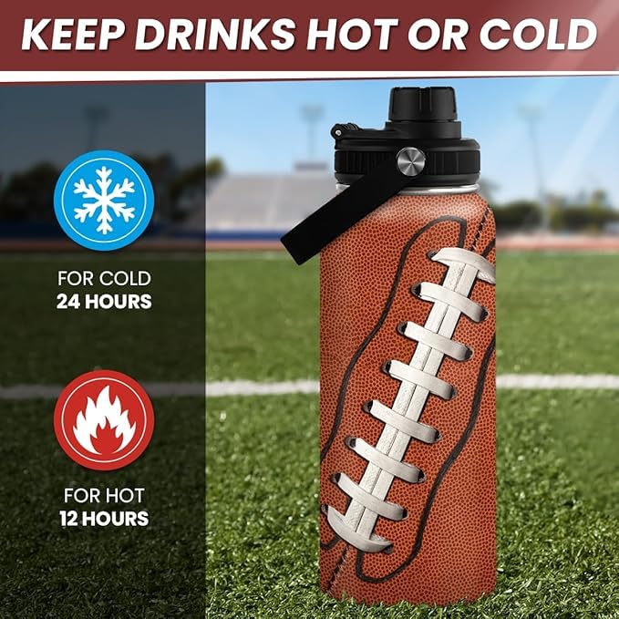 SANDJEST football bottle leakproof lid prevents spills in bags