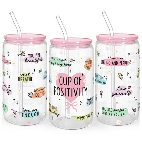 SANDJEST glass tumbler 16oz with acrylic lid and straw for stylish iced coffee on the go