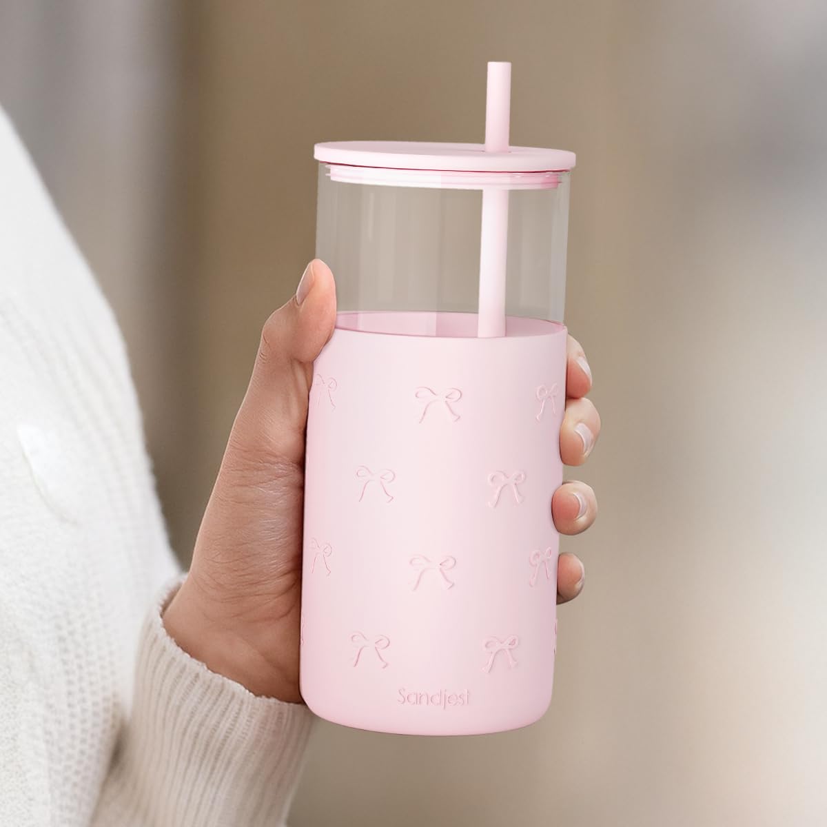 SANDJEST spill-proof lid keeps drinks contained during travel