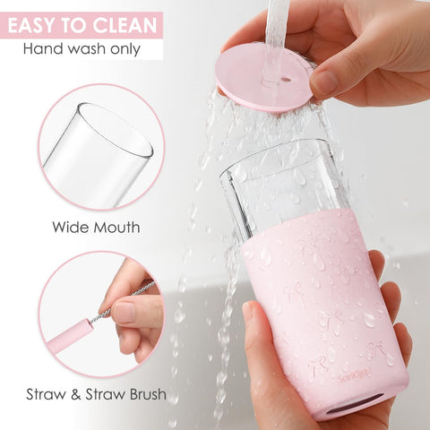 SANDJEST glass tumbler wide-mouth design for easy filling and ice