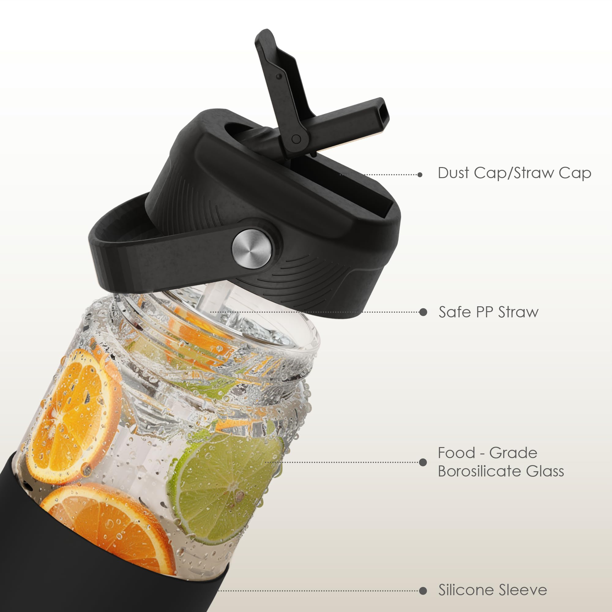 SANDJEST bottle silicone sleeve texture close-up shows enhanced grip.