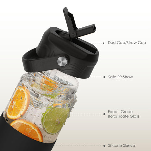 SANDJEST bottle silicone sleeve texture close-up shows enhanced grip.