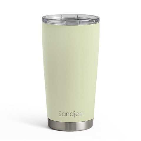 SANDJEST Green Tumbler front view highlights double-wall insulation for hot or cold drinks