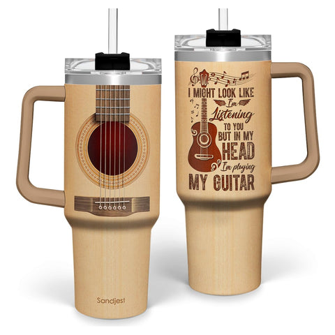 SANDJEST 40oz tumbler with lid and straw for on-the-go hydration.