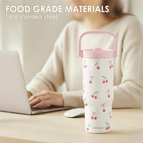 SANDJEST versatile 30oz tumbler for coffee, smoothies, and water