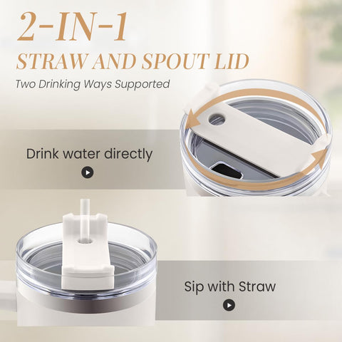 SANDJEST 40oz tumbler with handle is ideal for home, office, gym and travel.