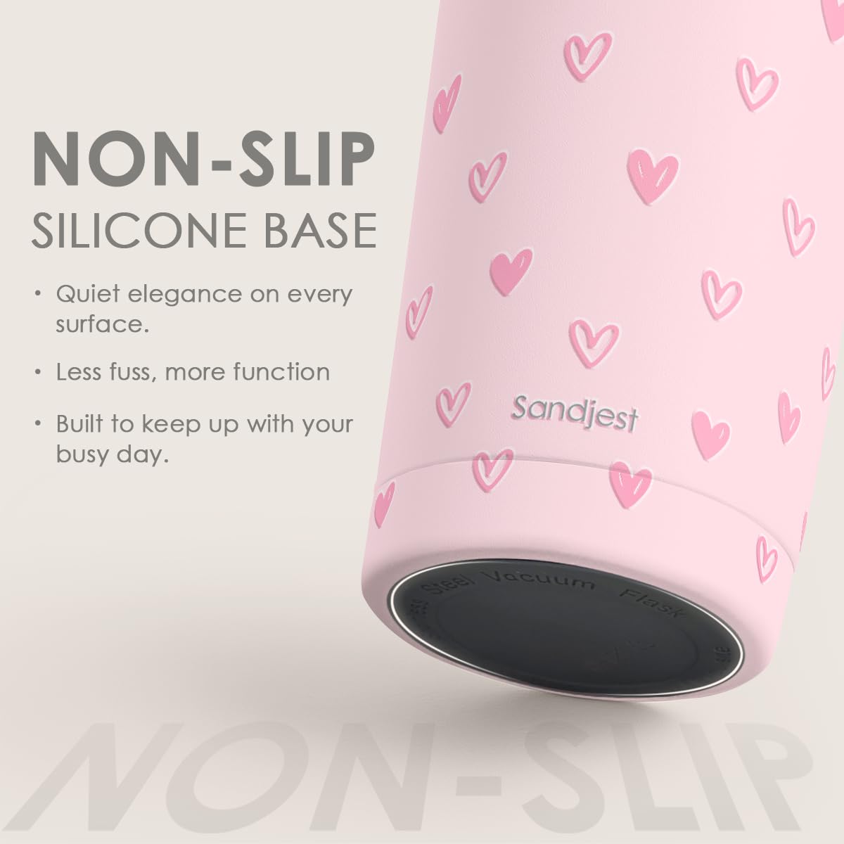 SANDJEST Heart Tumbler pink close-up with durable finish for everyday use