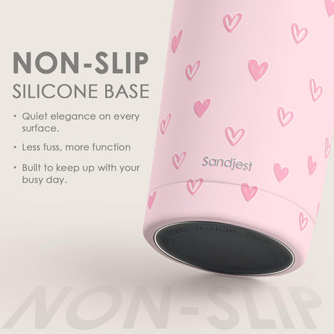 SANDJEST Heart Tumbler pink close-up with durable finish for everyday use