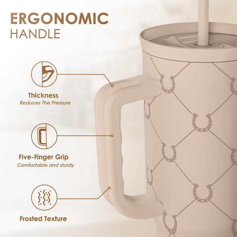 SANDJEST horse tumbler lid close-up demonstrates secure sealing for travel.